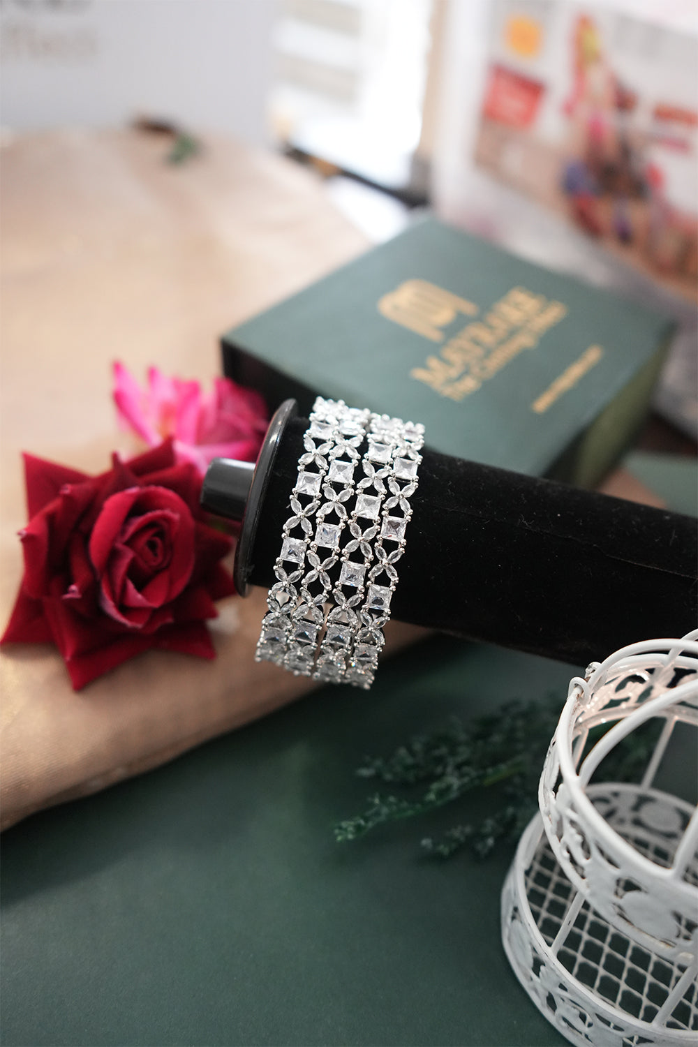 Shimmering Stones Sparkling AD Jewellery Bangles Set