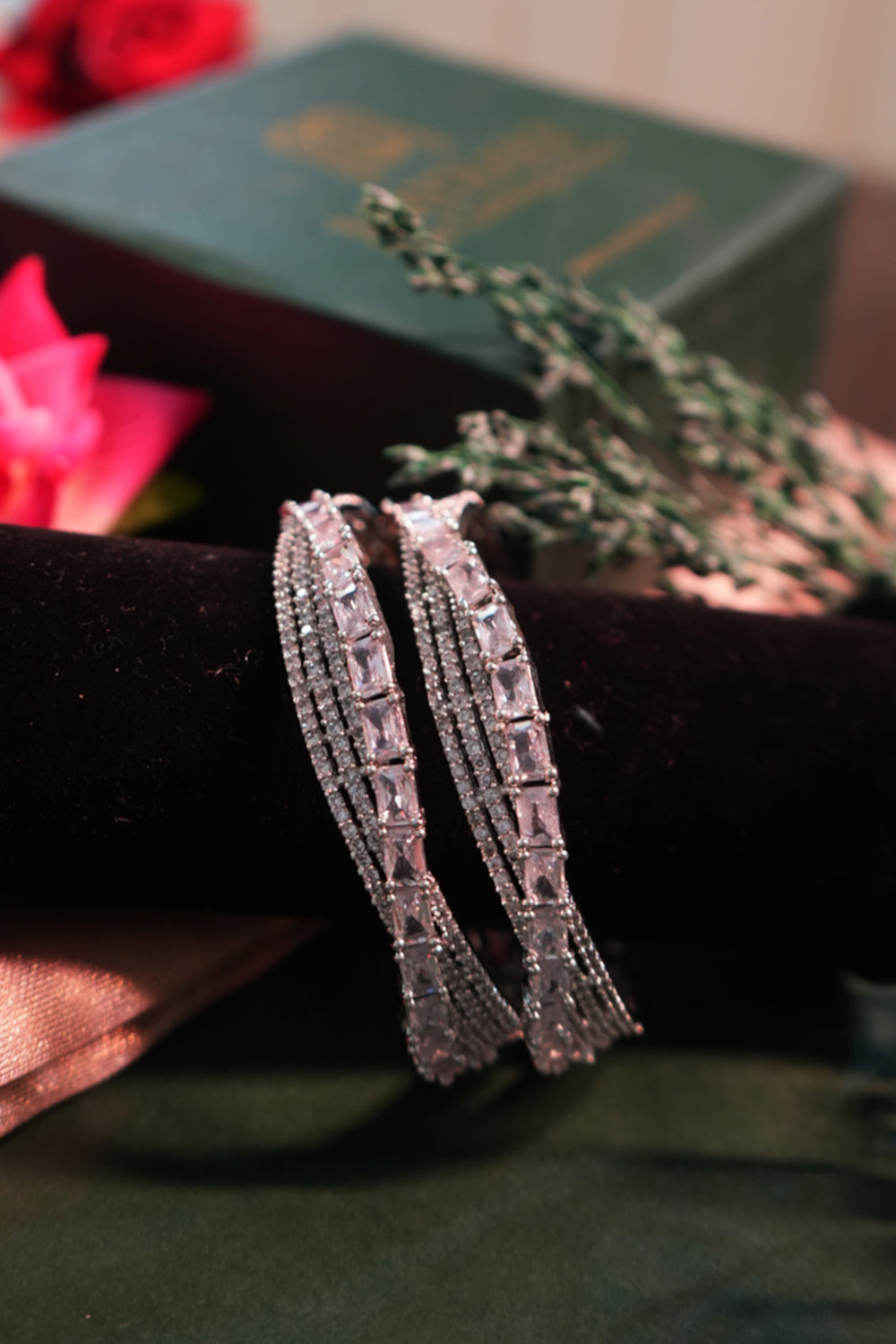 Sparkling Designer Antique Shape AD Bangles Set Jewellery