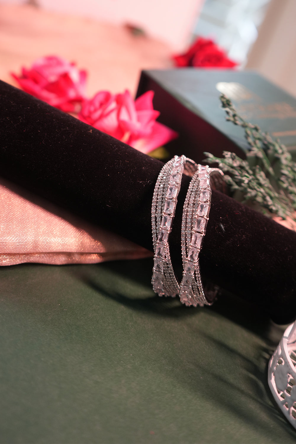 Sparkling Designer Antique Shape AD Bangles Set Jewellery