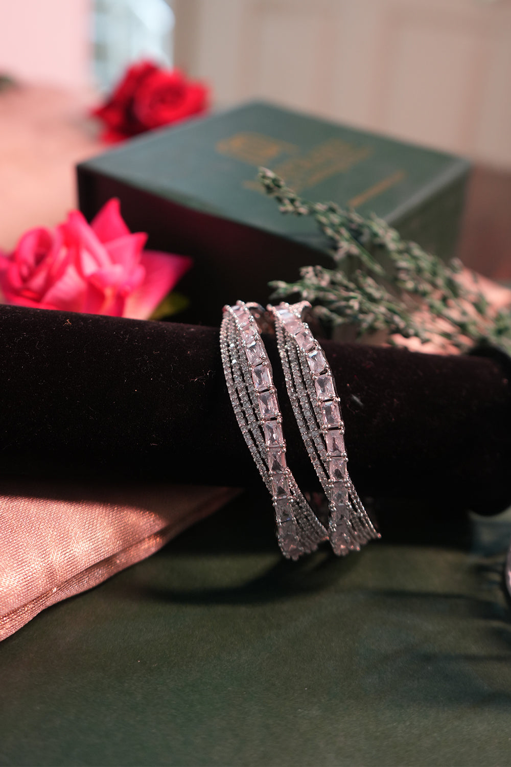 Sparkling Designer Antique Shape AD Bangles Set Jewellery