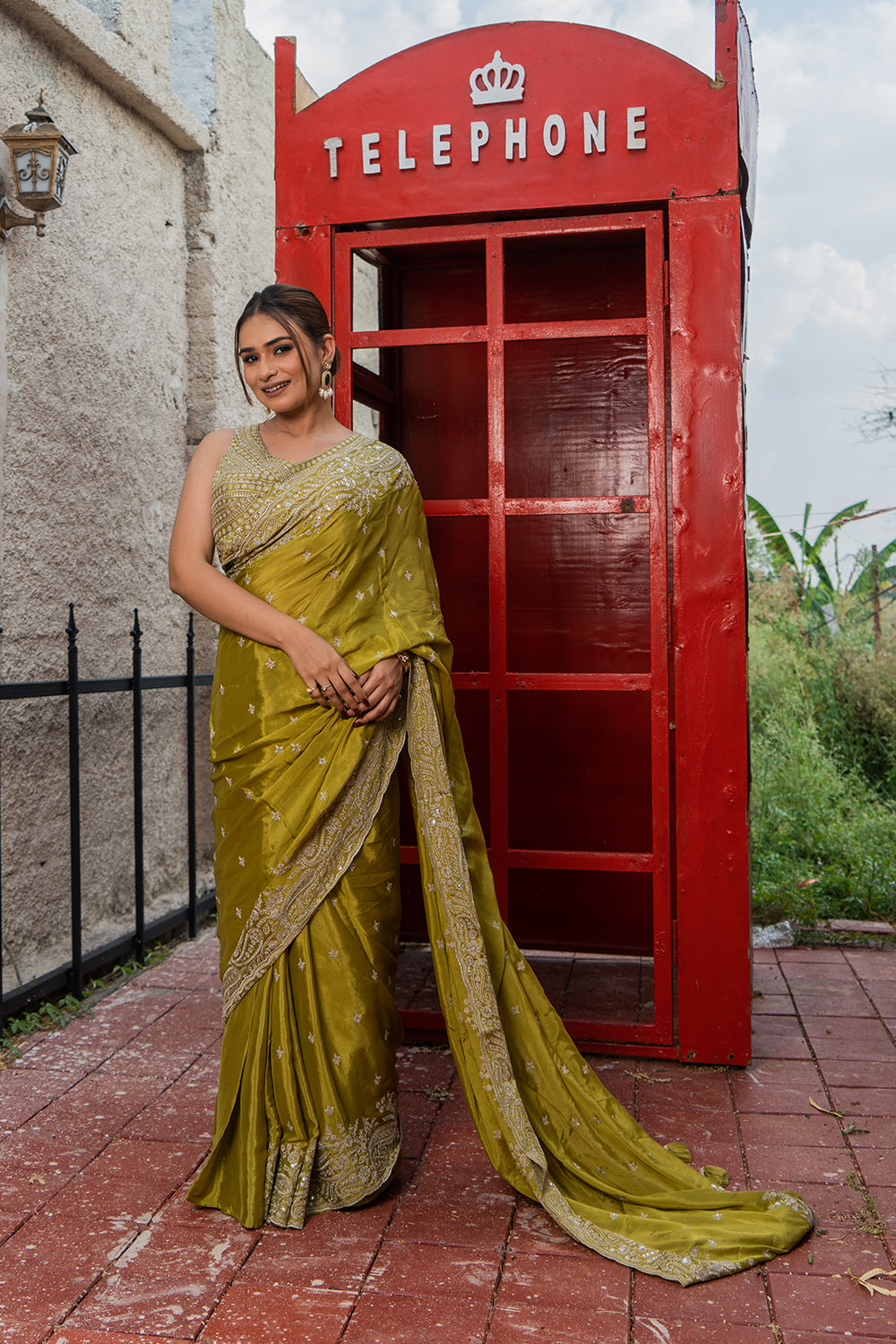 Two Blouse Concept –  Rose Pink Georgette Saree with Sequin and Zari Work