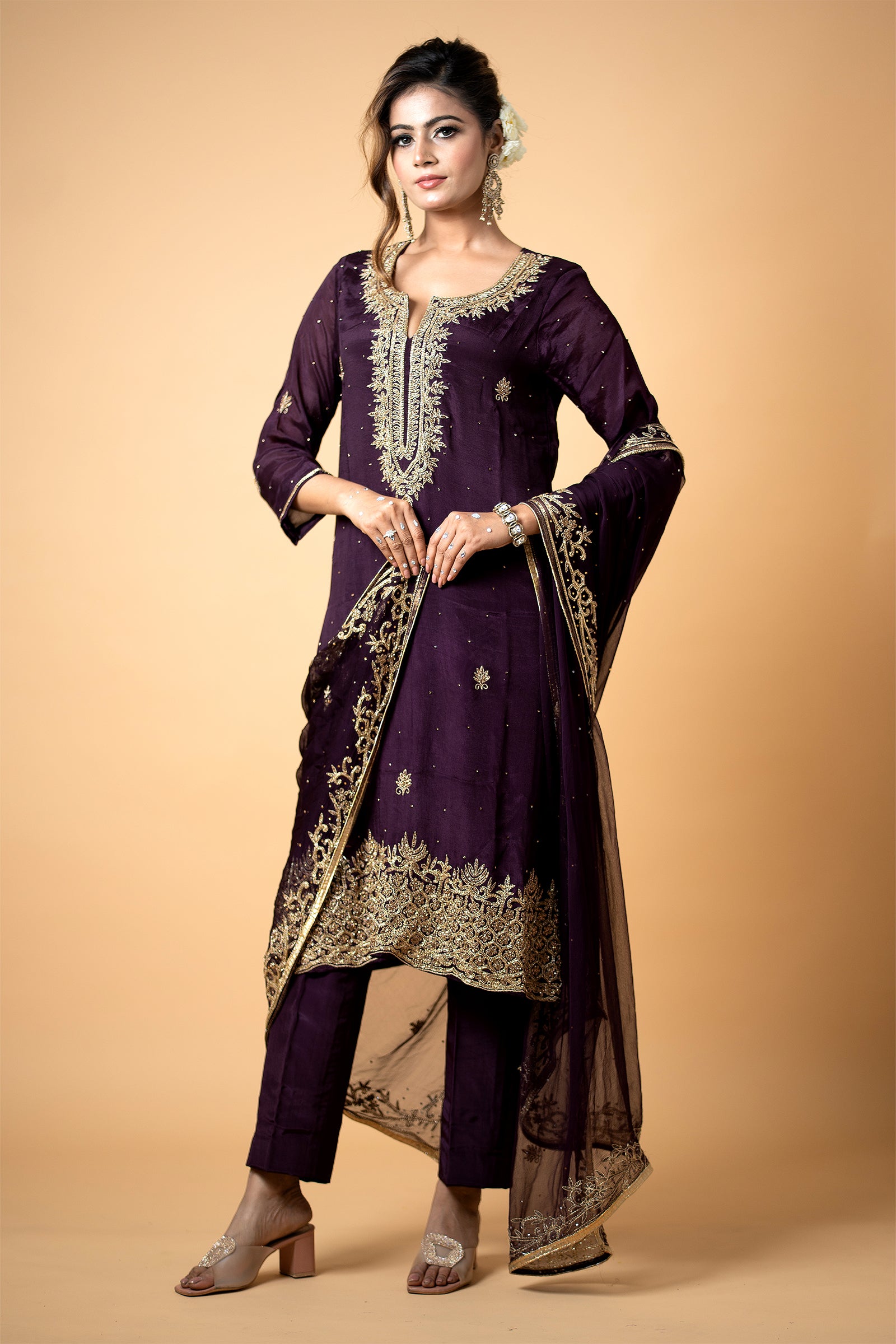 WineGeorgetteKurtaSetwithPant_0000