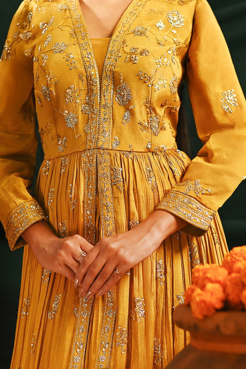 Yellow Long Floor-Length Designer Lehenga - Mayrake.in