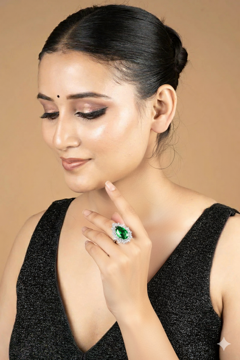 Stunning Star Cut American Diamond Ring Jewellery